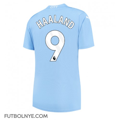 Camiseta Manchester City Erling Haaland #9 Primera Equipación para mujer 2023-24 manga corta